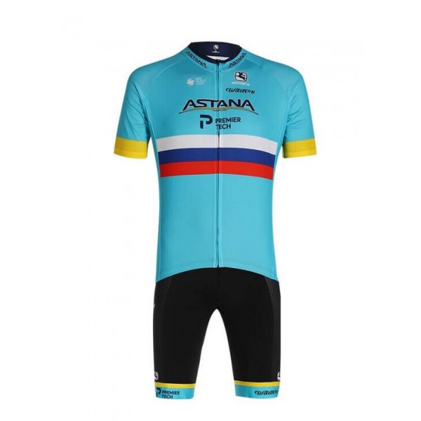 2020 ASTANA TEAM Russian Champion Fietskleding Wielershirt Korte Mouw+Korte Fietsbroeken Bib BP80N