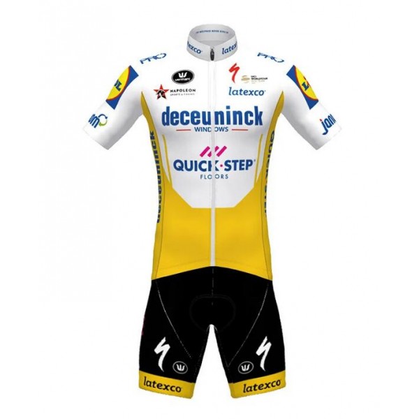 2020 DECEUNINCK QUICK-STEP TdF Fietskleding Wielershirt Korte Mouw+Korte Fietsbroeken Bib Geel Q6CEC