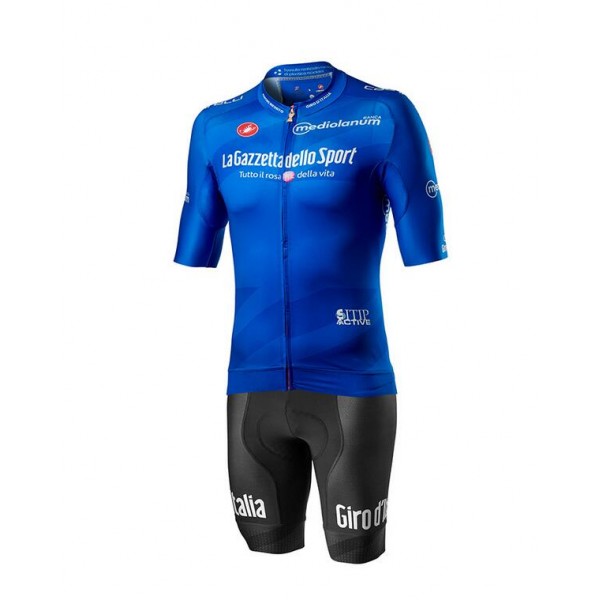 2020 GIRO D-ITALIA Fietskleding Wielershirt Korte Mouw+Korte Fietsbroeken Bib blauw LZTRK