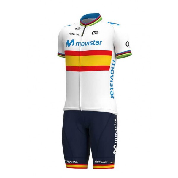 MOVISTAR TEAM Spanish Champion Fietskleding Wielershirt Korte Mouw+Korte Fietsbroeken Bib 1JPMT