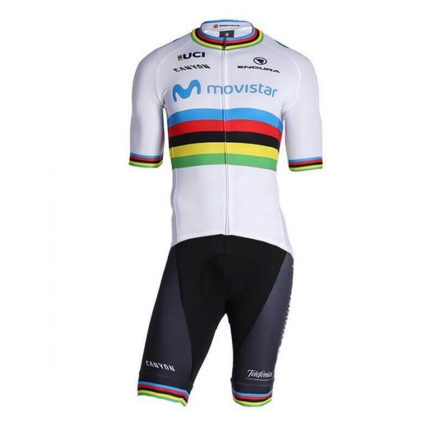 MOVISTAR TEAM World Champion Fietskleding Wielershirt Korte Mouw+Korte Fietsbroeken Bib 7BO7N