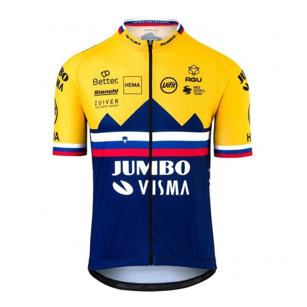 2020 TEAM JUMBO VISMA SLOVENIAN CHAMPION Fietsshirt Korte Mouw 3HWH4