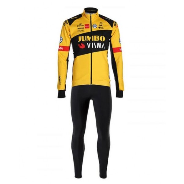 2020 TEAM JUMBO VISMA Fietskleding Set Wielershirts lange mouw+fietsbroek lang met XKU3Y