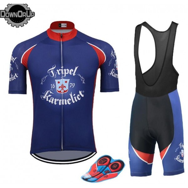 Tripel Karmeliet Fietskleding Wielershirt Korte Mouw+Korte Fietsbroeken Bib groen blauw X3SIP