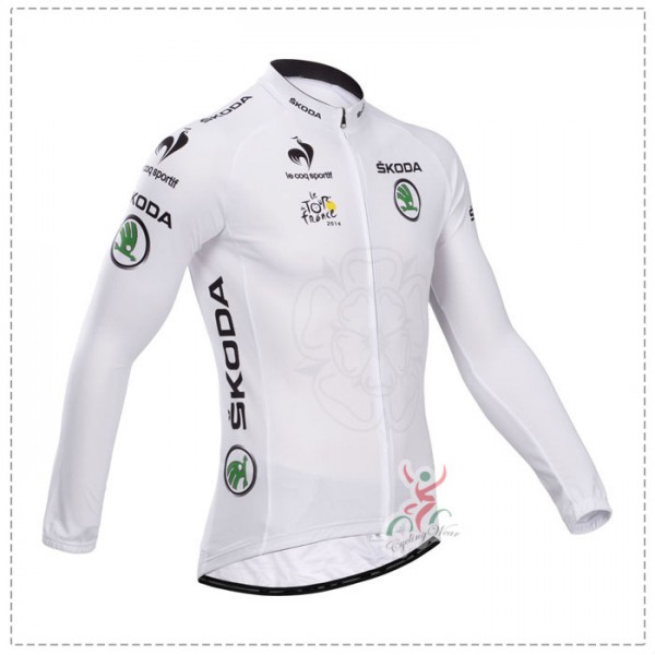 Tour de France le coq sportif 2014 Fietsshirt lange mouw Wit 1378