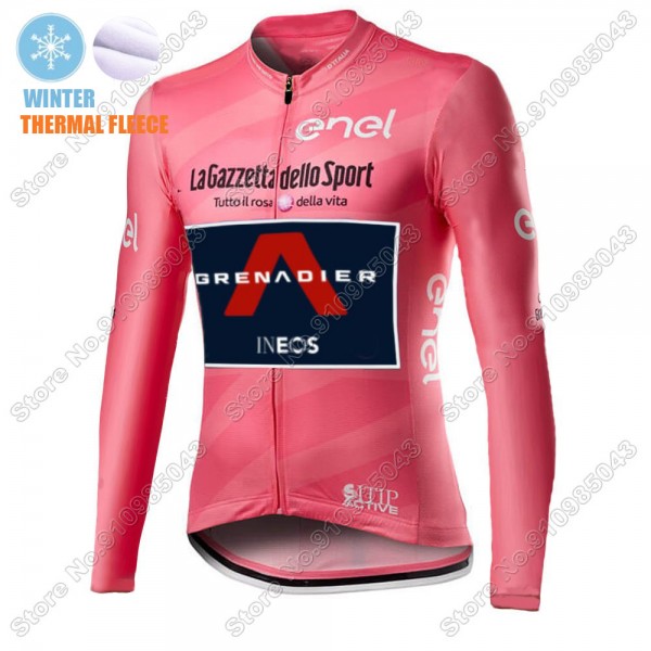 Winter Thermal Fleece Mannen Giro D-italia INEOS Grenadier 2021 Fietskleding Fietsshirt Lange Mouw 2021016