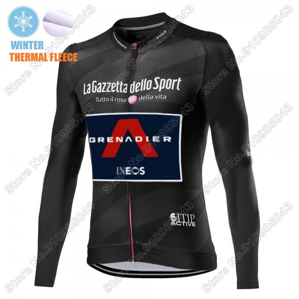 Winter Thermal Fleece Mannen Giro D-italia INEOS Grenadier 2021 Fietskleding Fietsshirt Lange Mouw 2021014