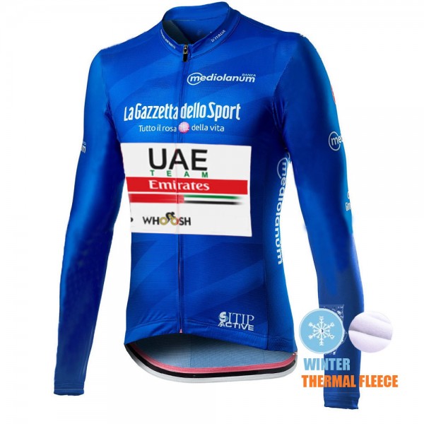 Winter Thermal Fleece Mannen Giro D-italia Uae Emirates 2021 Fietskleding Fietsshirt Lange Mouw 2021086