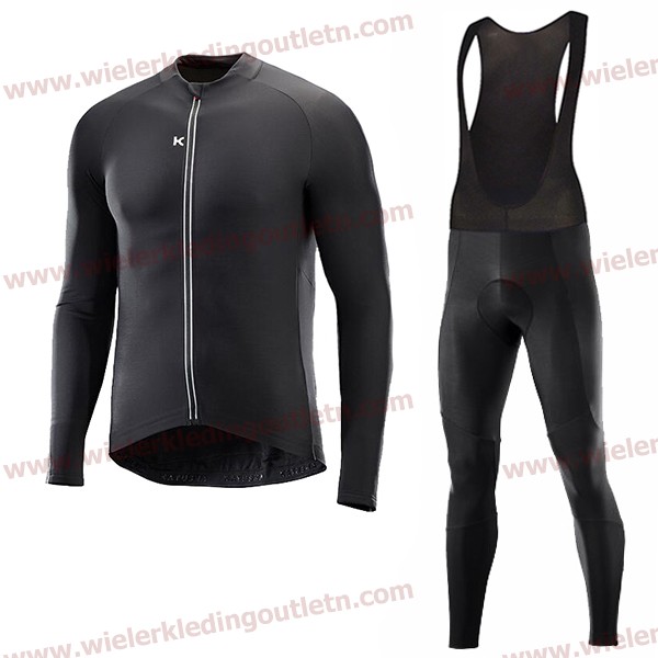 2018 Katusha zwart Wielerkleding Set Wielershirt Lange Mouw+Lange fietsbroeken Bib A2018902