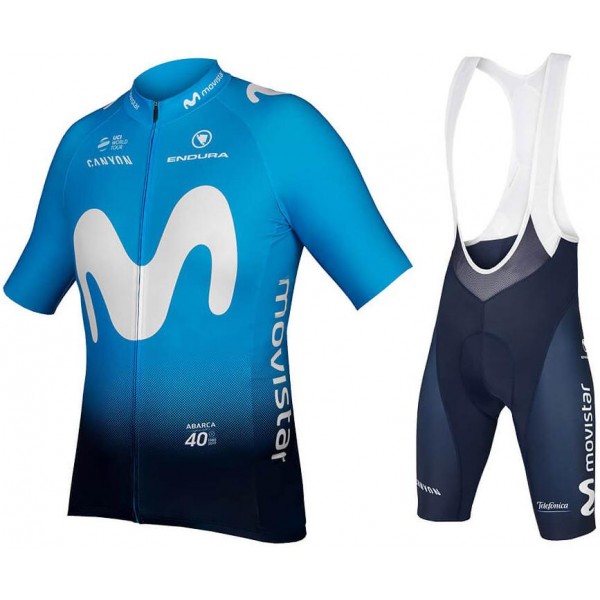 MOVISTAR TEAM 2019 Fietskleding Set Fietsshirt Korte Mouw+Korte fietsbroeken Bib 190224028