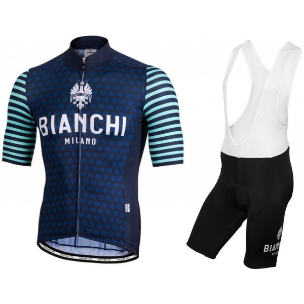 BIANCHI MILANO Davoli blue Fietskleding Set Fietsshirt Korte Mouw+Korte fietsbroeken Bib 190224056