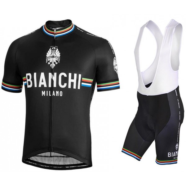 BIANCHI MILANO New Pride black Fietskleding Set Fietsshirt Korte Mouw+Korte fietsbroeken Bib 190224097