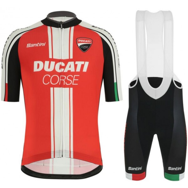 Ducati 2019 Fietskleding Set Fietsshirt Korte Mouw+Korte fietsbroeken Bib 19040718