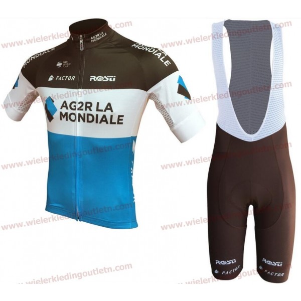 Profteams Ag2r La Mondiale 2018 Team Wielerkleding Set Wielershirt Korte Mouw+Fiets Koersbroek 1115w