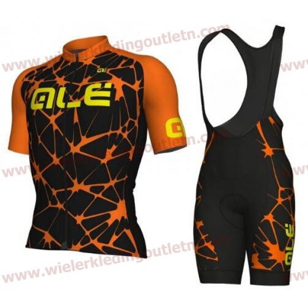 ALE SOLID Cracle orange Wielerkleding Set Wielershirt korte mouwen+Fiets Koersbroek A2018992