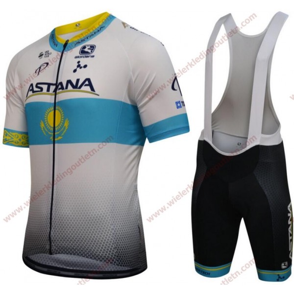 Astana Pro Kazakh Champion 2018 Wielerkleding Set Wielershirt korte mouwen+Fiets Koersbroek 18B521019