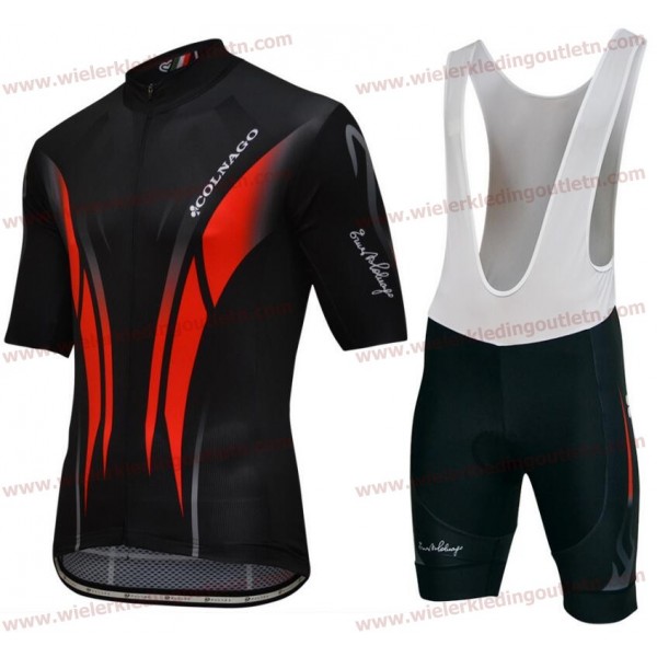 Colnago Master Pissei Zwart rood Fietskleding Set Wielershirt korte mouwen+Fiets Koersbroek 18A0020