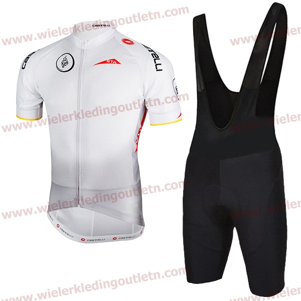 2018 Dubai Tour wit Wielerkleding Set Wielershirt Korte Mouw+Fiets Koersbroek A2019380