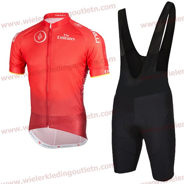 2018 Dubai Tour rood Wielerkleding Set Wielershirt Korte Mouw+Fiets Koersbroek A2019378