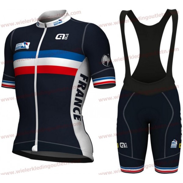 Frengh national 2018 Wielerkleding Set Wielershirt Korte Mouw+Fiets Koersbroek 1121w