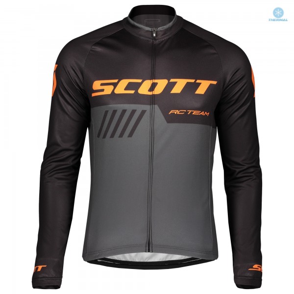 2019 Scott-RC-Profteam zwart-Gris-Orange Fietsshirt lange mouw Winter pCJ8K