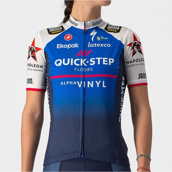 Quick Step Alpha Vinyl 2022 Competizione dames fietsshirt met korte mouwen professioneel wielerteam