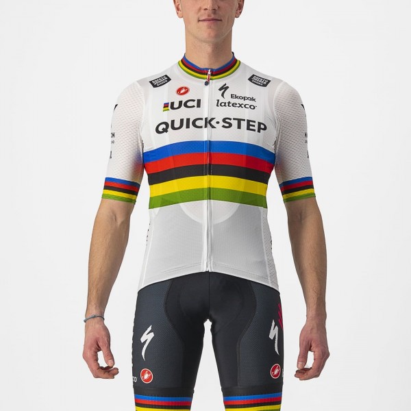 Quick Step Alpha Vinyl Road Wereldkampioen Rainbow Jersey 2022 Competizione wielershirt met korte mouwen professioneel wielerteam