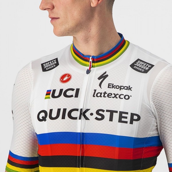 Quick Step Alpha Vinyl Road Wereldkampioen Rainbow Jersey 2022 Competizione wielershirt met korte mouwen professioneel wielerteam