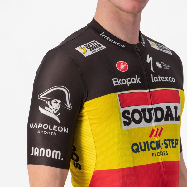 Soudal Quick-Step Belgisch Kampioen 2023 Competizione wielertrui met korte mouwen professioneel wielerteam