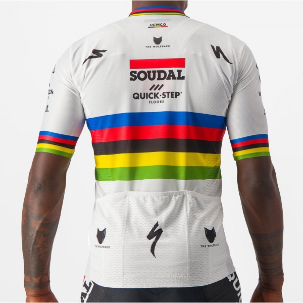 Soudal Quick-Step Wereldkampioen Rainbow Jersey 2023 Competizione wielertrui met korte mouwen professionele wielerploeg